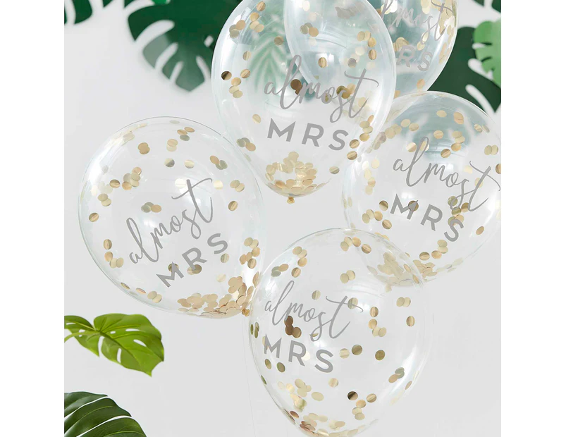 Botanical Hen Party Gold Almost Mrs 30cm Balloons Pack of 5