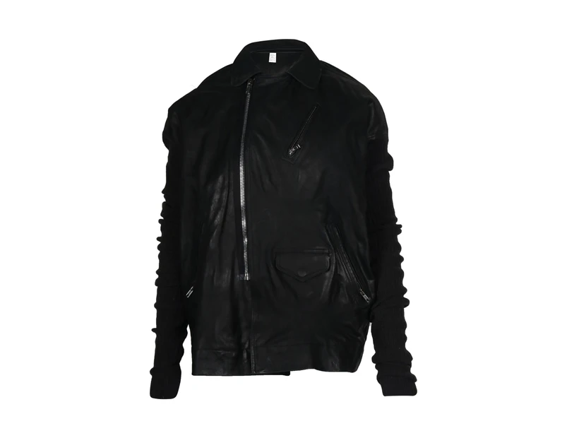 Designer - Pre-loved Sleek Black Leather Moto Jacket - Black