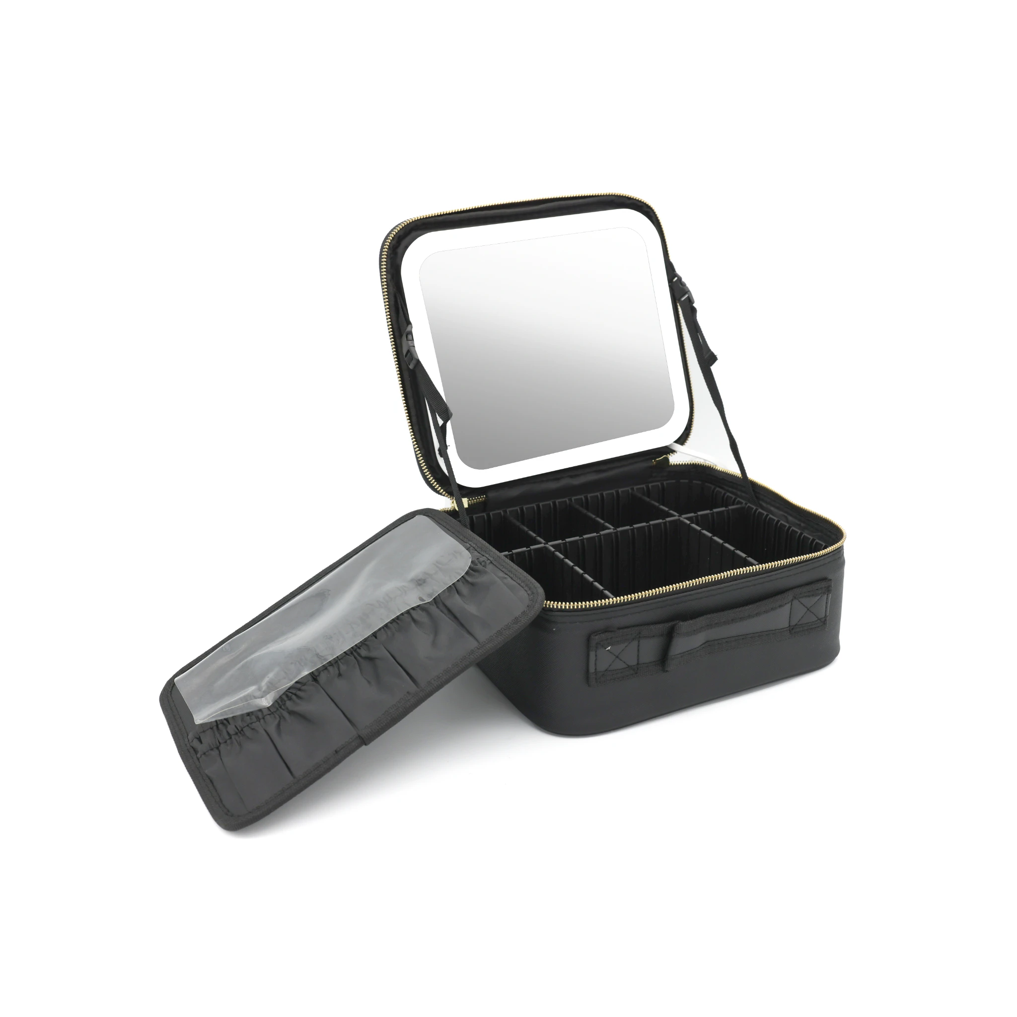 Impressions Cosmetic Bag With Mirror Black - featuring built-in LED lighting