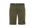 Cotton Bermuda Shorts with Logo Patch and Zip Closure - Green