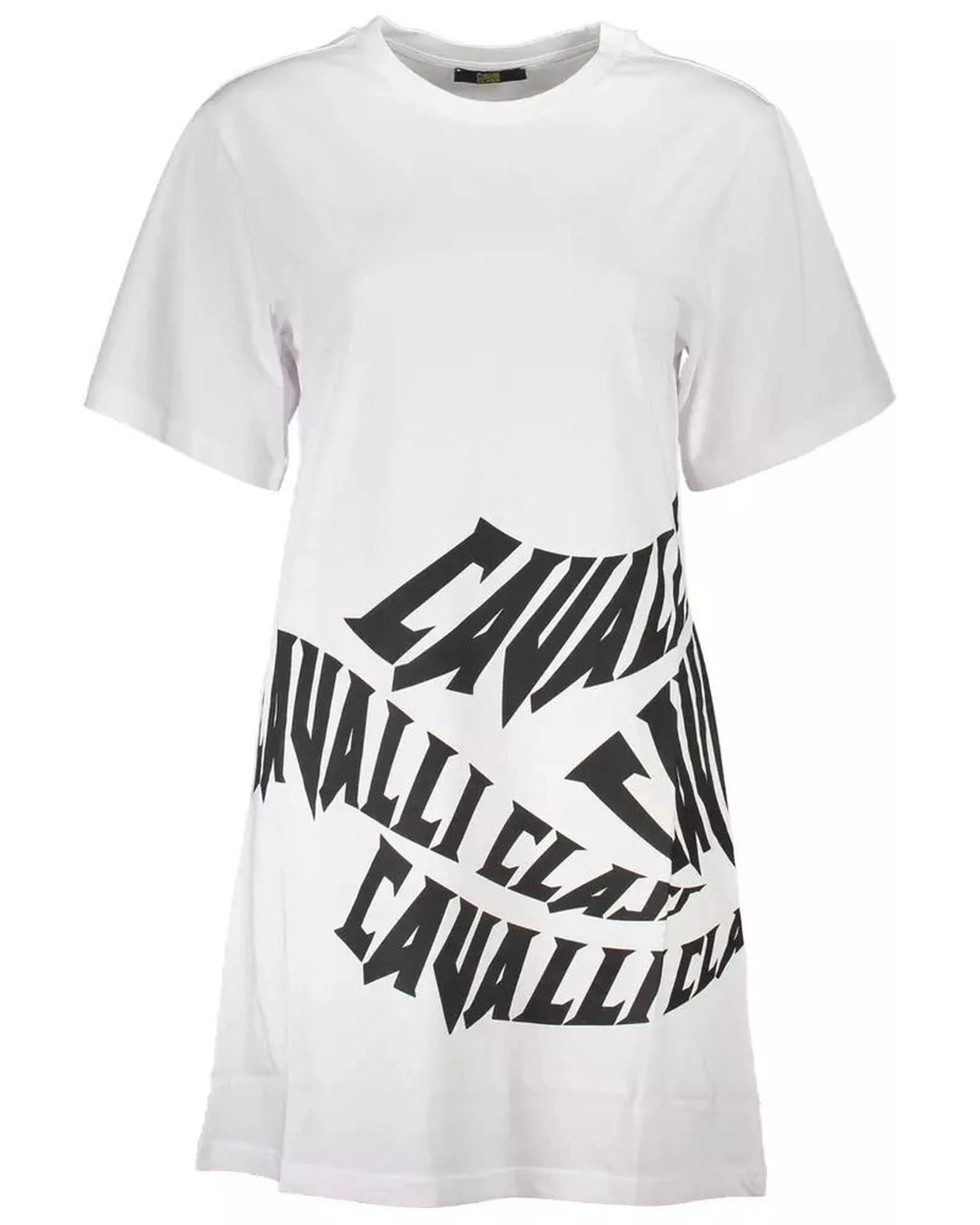 Cotton Logo Print Short Sleeve Dress - White