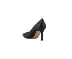 Pointed Toe Synthetic Court Shoes with 9cm Rubber Heels - Black