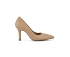 Pointed Toe Synthetic Courts with 9 cm Heel Height - Brown