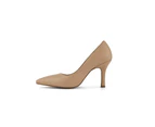 Pointed Toe Synthetic Courts with 9 cm Heel Height - Brown