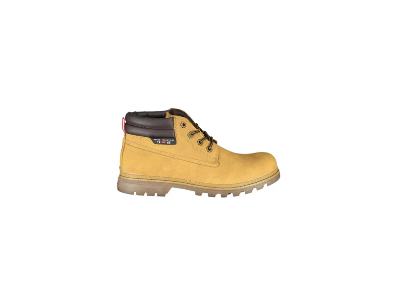 Laced Polyester Boot with Contrast Details and Logo. - Yellow