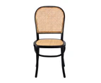 Oikiture Dining Chairs Wooden Chairs Rattan Accent Chair Black