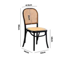 Oikiture Dining Chairs Wooden Chairs Rattan Accent Chair Black