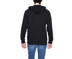 Printed Hooded Sweatshirt with Long Sleeves and Slip-On Fastening - Black
