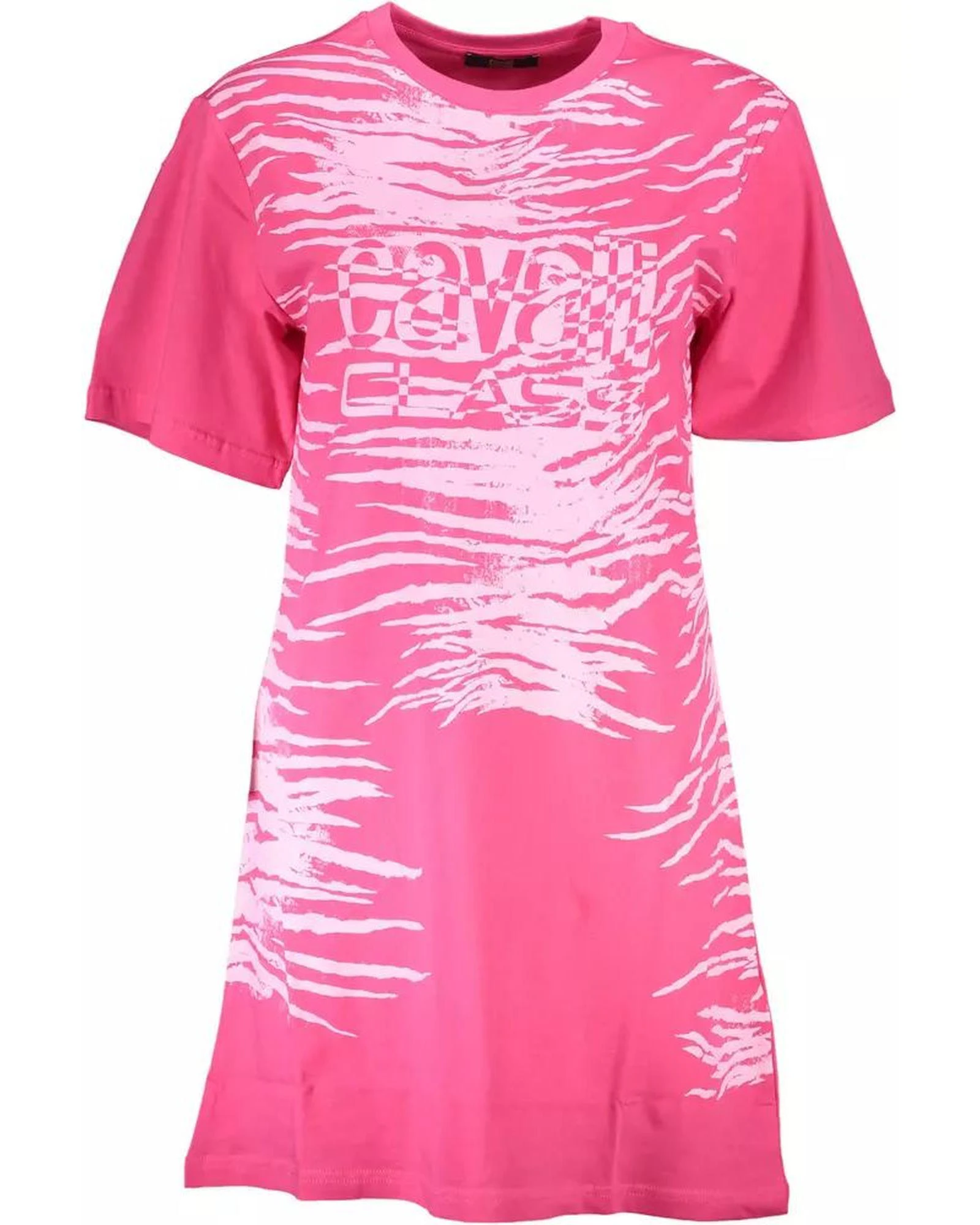 Cotton Logo Print Short Sleeve Dress - Pink