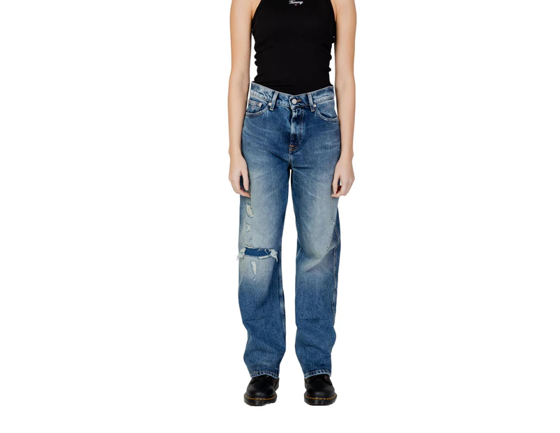 Cotton Jeans with Front and Back Pockets - Blue