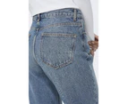 Plain Cotton Jeans with Pockets - Blue