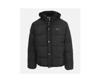Solid Color Automatic Fastening Bomber Jacket - Black