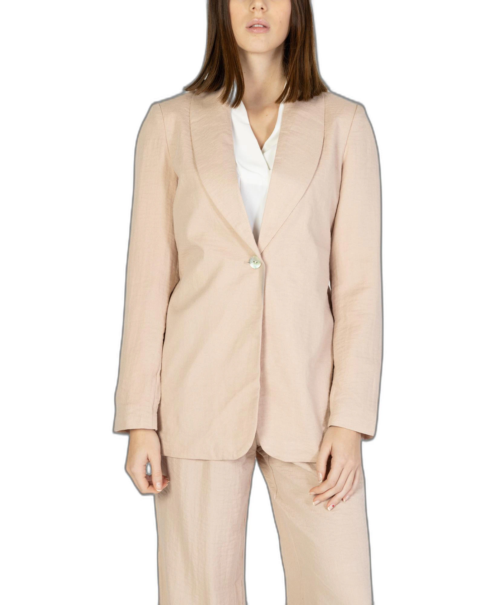 Button Fastening Plain Blazer - Pink