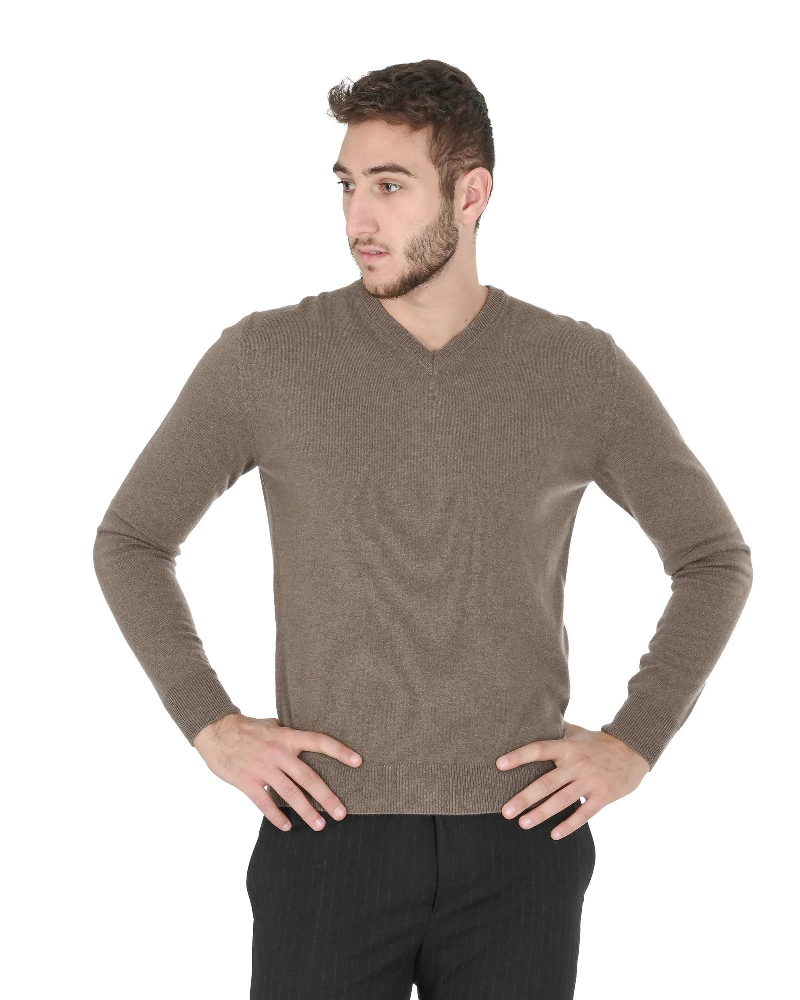 Refined Cashmere V-Neck Sweater - Taupe