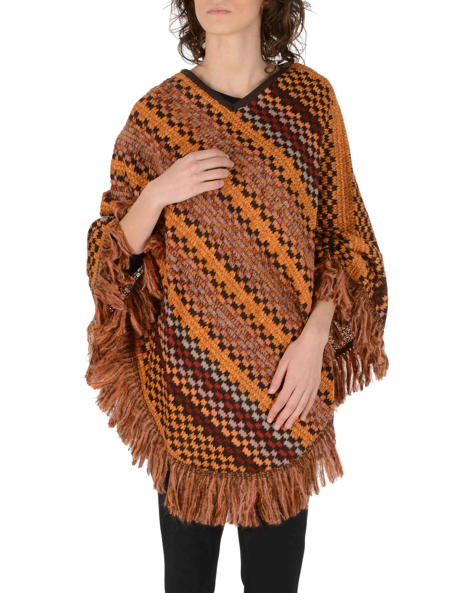 Multicolor Patterned Poncho - Multicolor