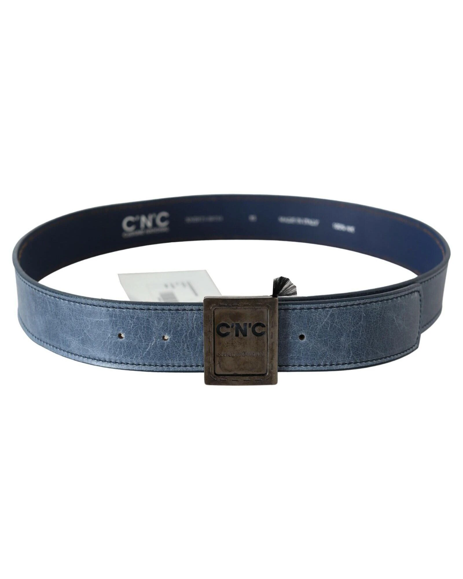 Fashion Belt with Logo Design and Buckle Fastening - Blue