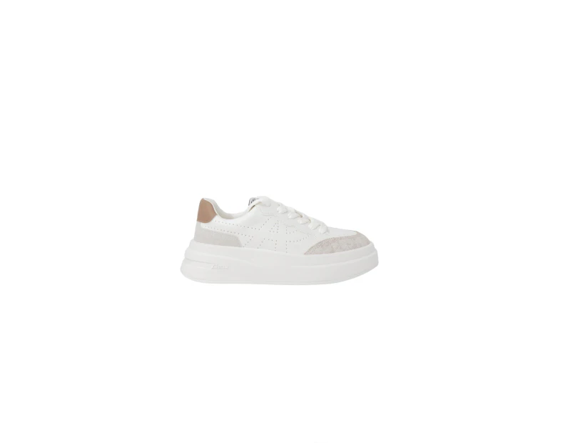 Lace-Up Sneakers with Leather and Synthetic Composition - Beige