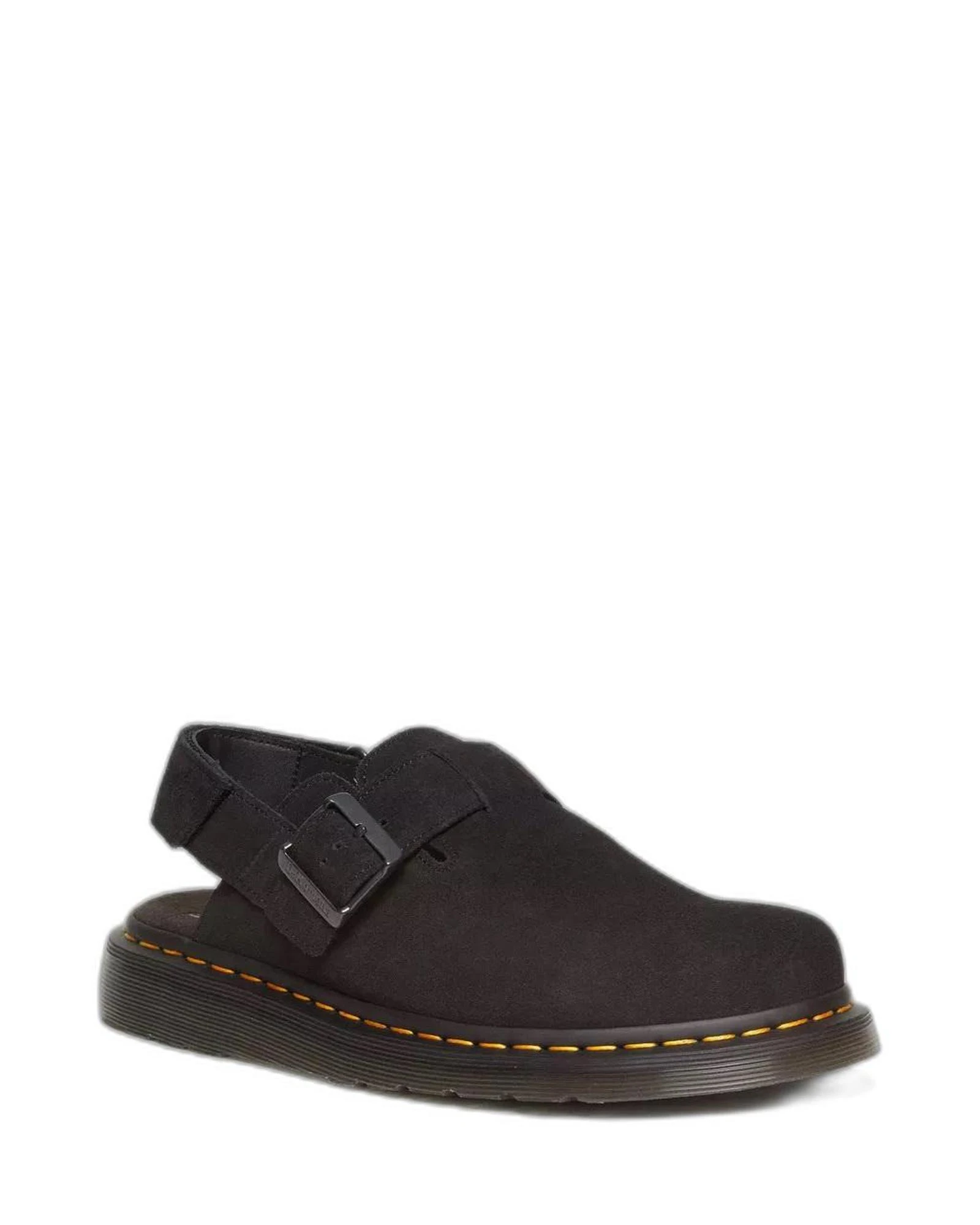 Leather Sandals with Buckle Fastening - Black