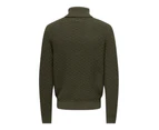 Mens Brown Cotton Turtleneck Knitwear - Brown