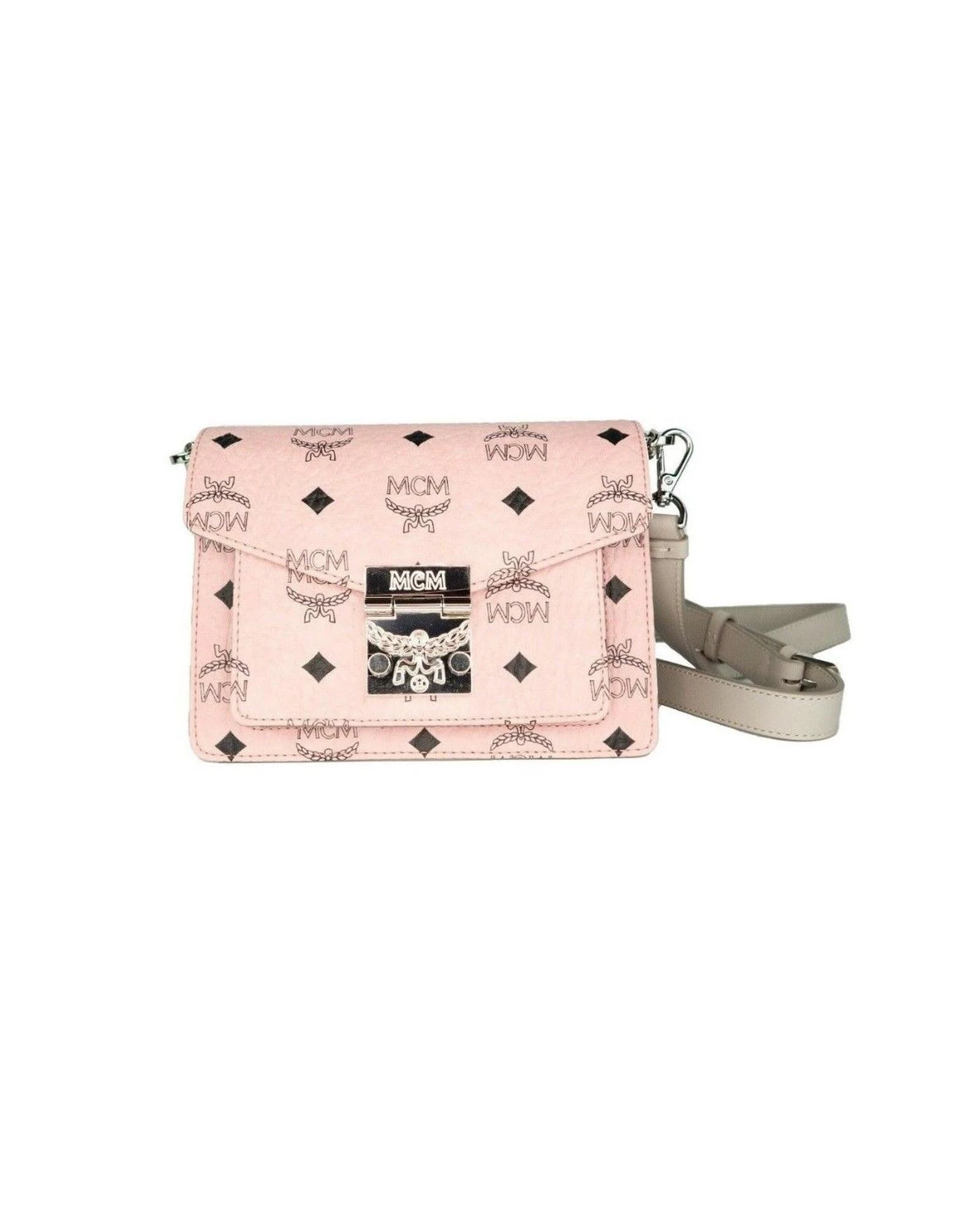 Soft Pink Leather Mini Flap Lock Crossbody Handbag - Soft Pink