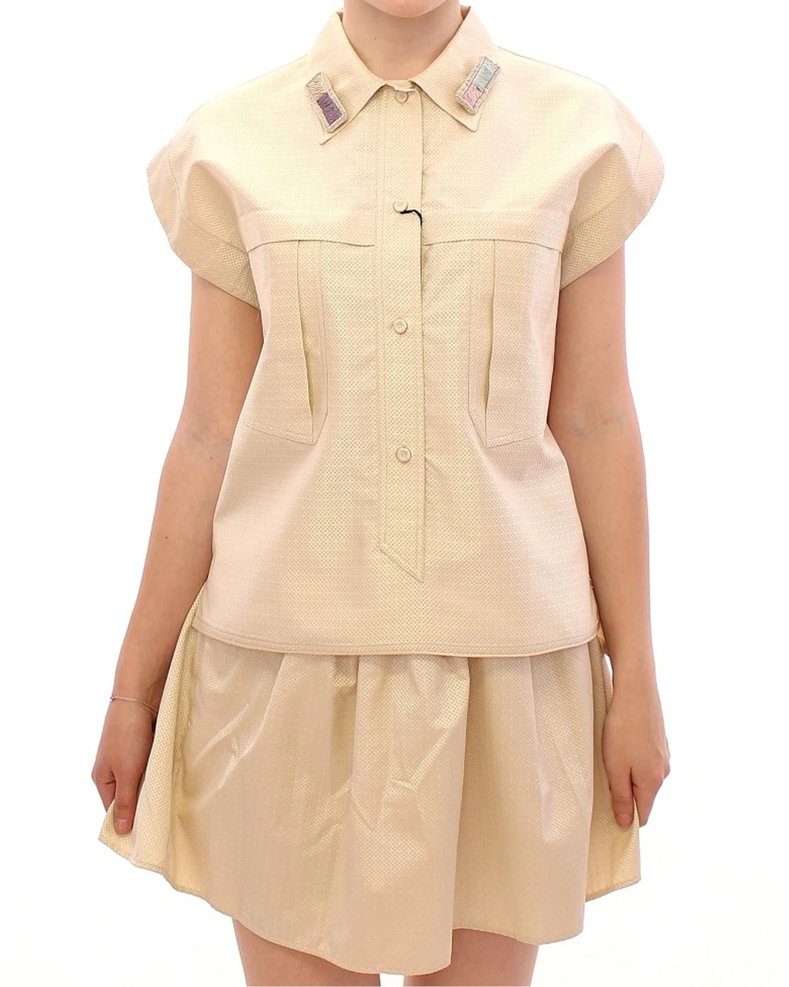 Andrea Incontri Beige Sleeveless Blouse Top