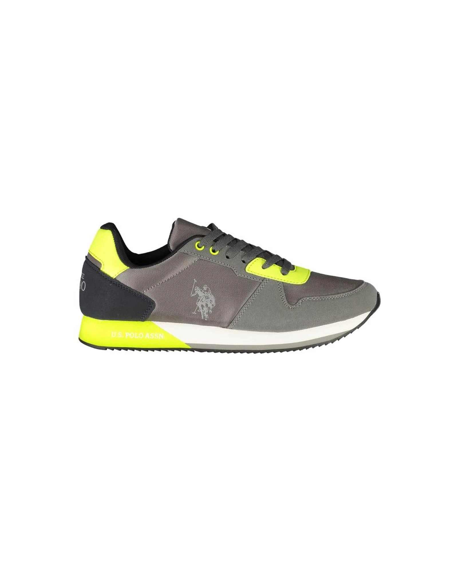 Polyester Sneaker with Contrast Details and Logo Print - Gray