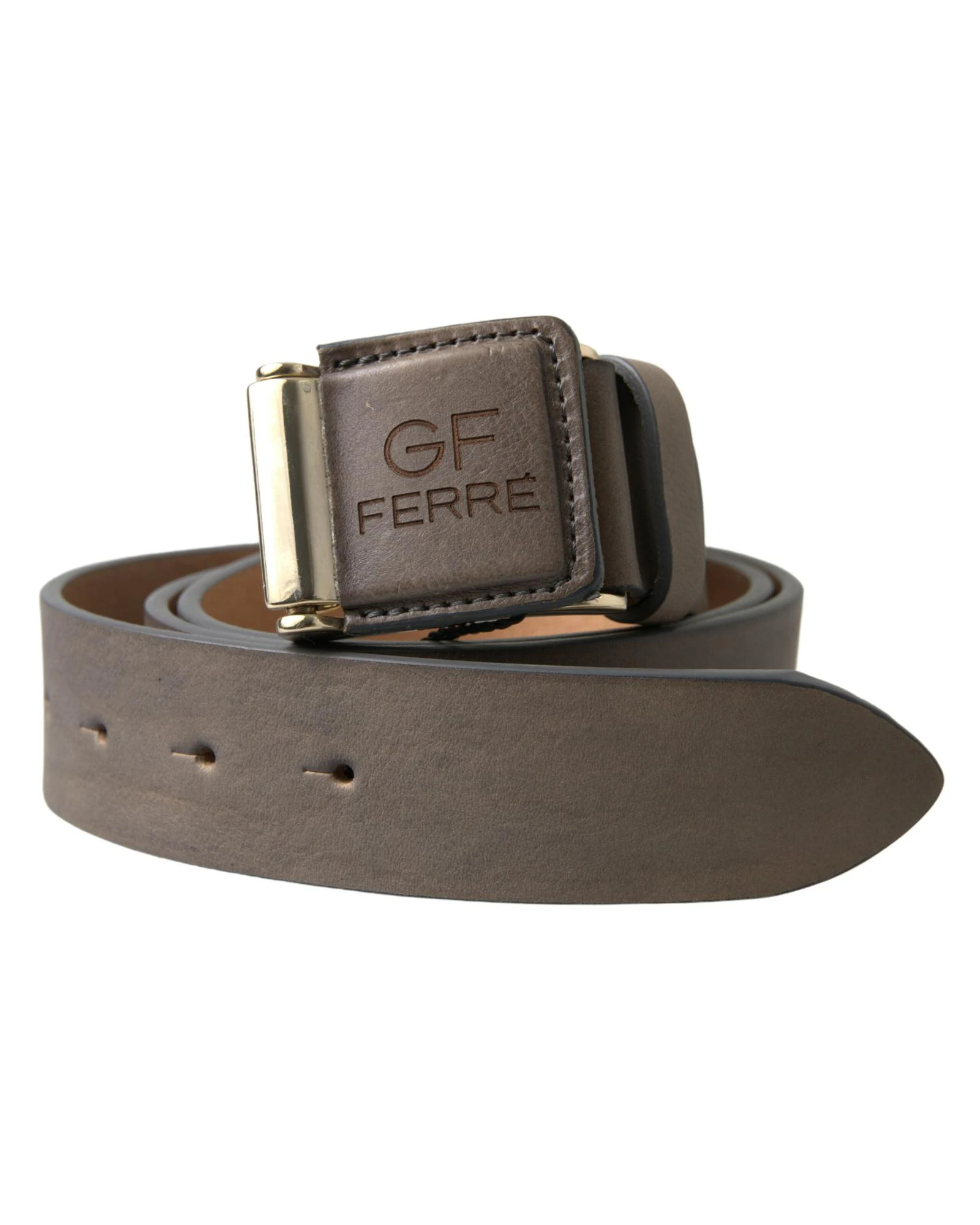 Leather Engraved Buckle Fashion Belt - Brown