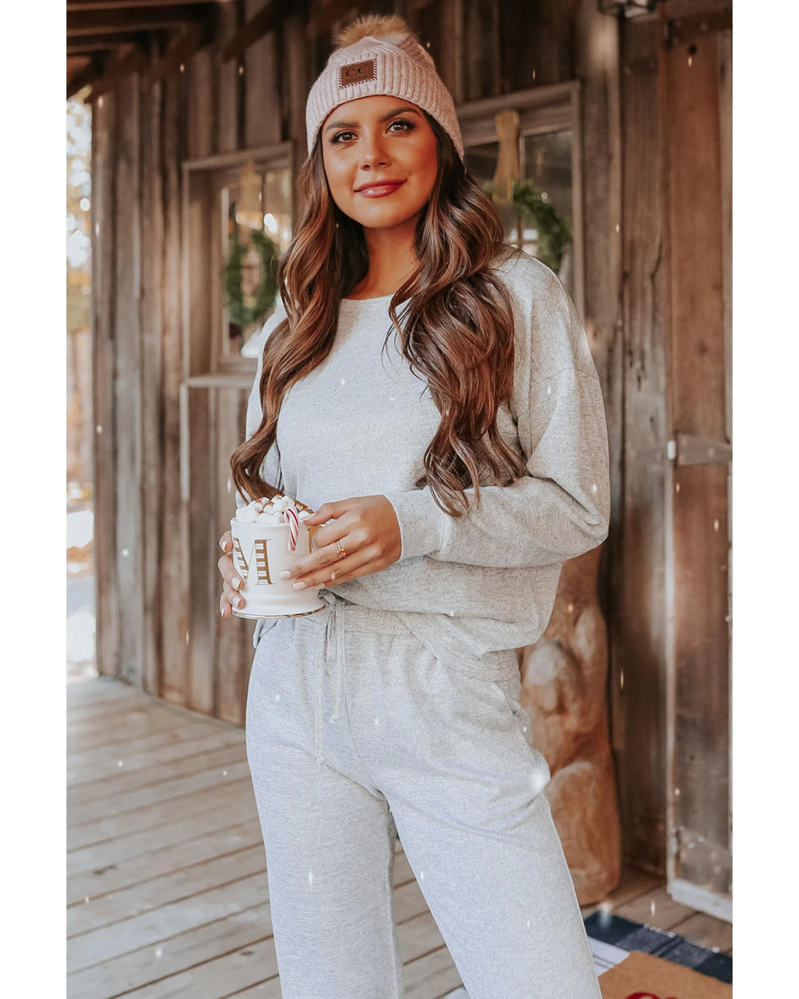 Azura Exchange Pullover and Jogger Pants Lounge Set - Gray