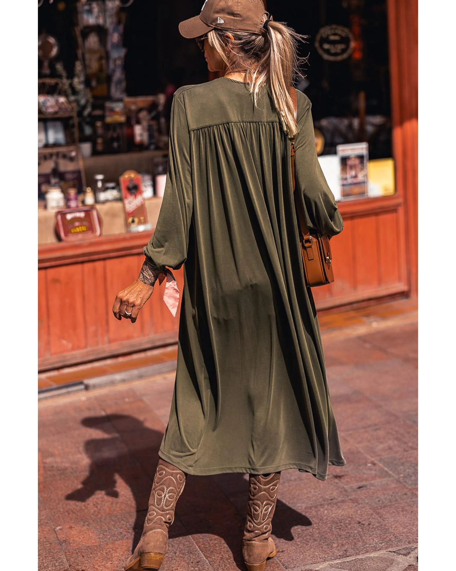 Azura Exchange Green Lightweight Long Sleeve Open Front Duster Cardigan - Green