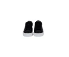 Leather Sneakers with Rubber Sole and Lace Fastening - Black