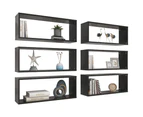 vidaXL Wall Cube Shelves 6 pcs Black 60x15x23 cm Engineered Wood