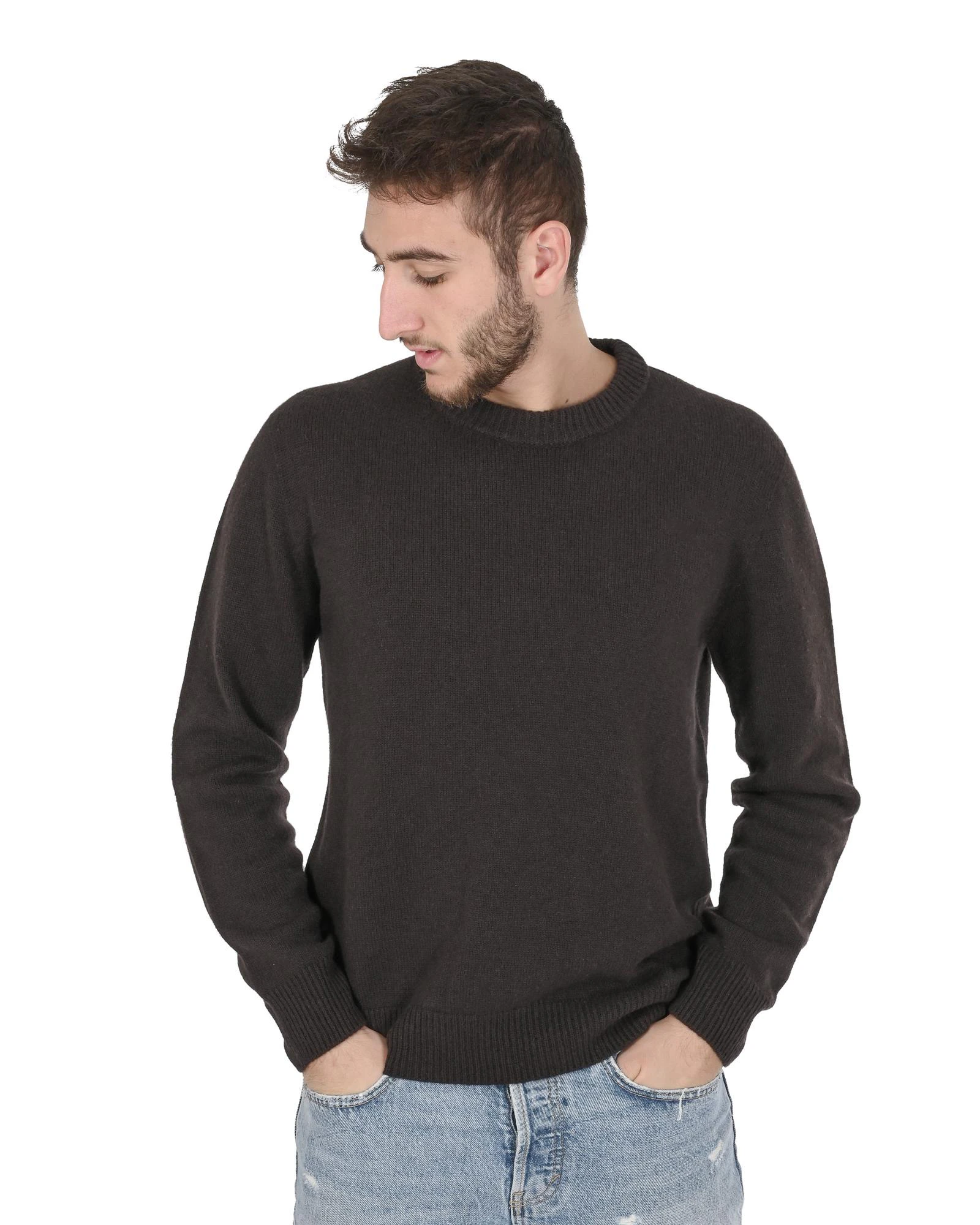 Cashmere Round Neck Sweater - Brown