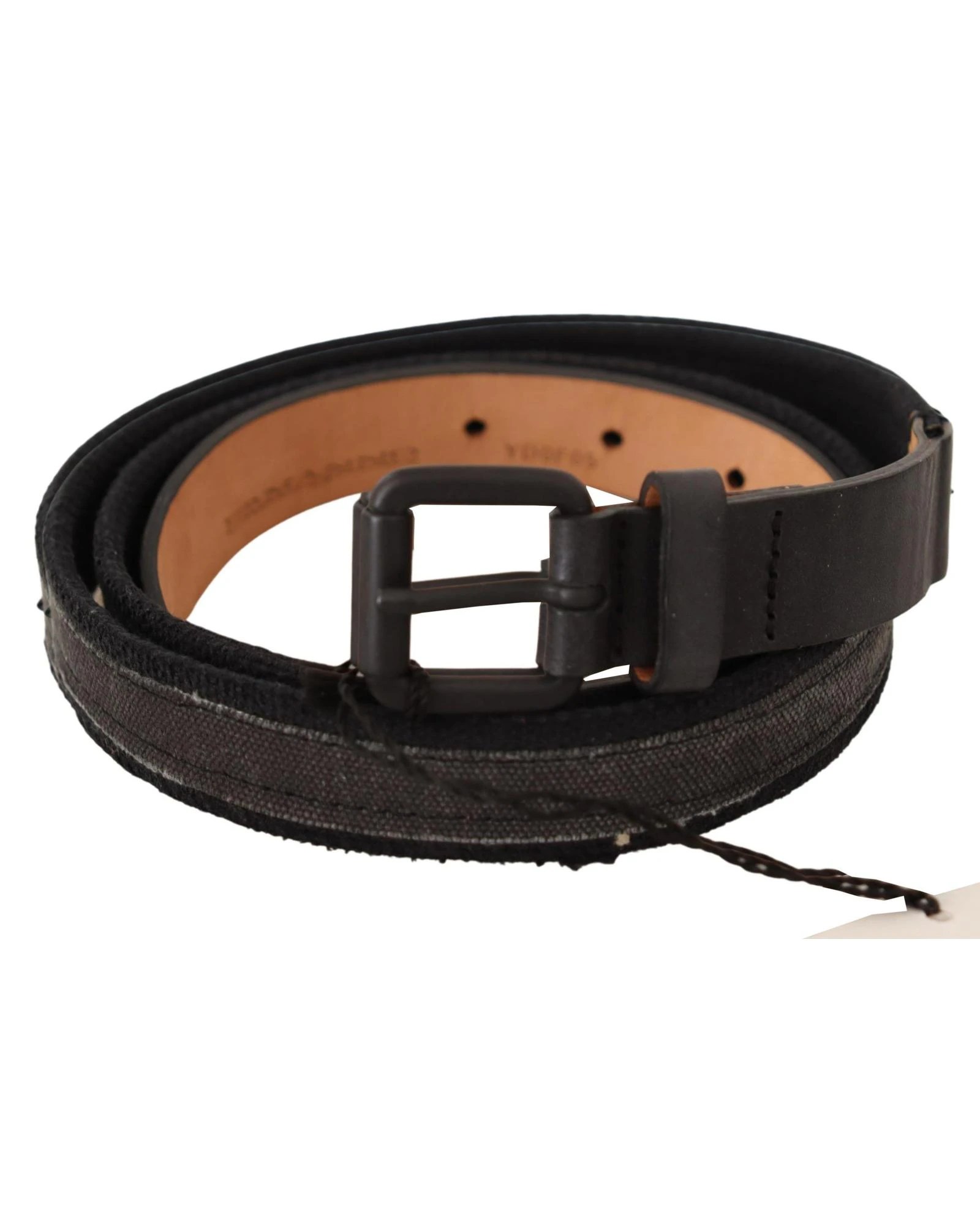 Leather Logo Buckle Waist Belt - Black