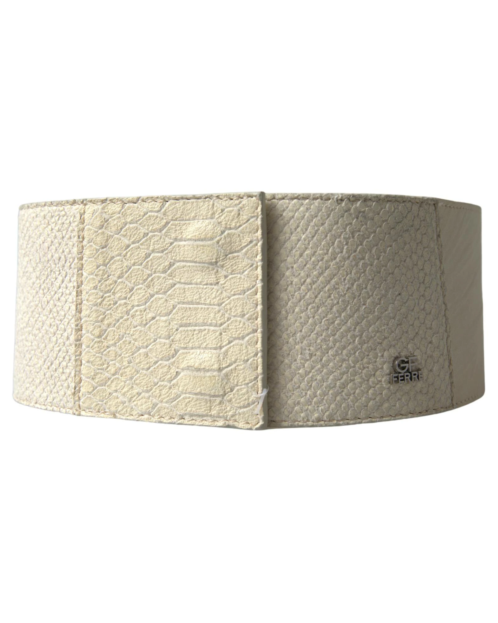 Stylish Leather Belt with Snap Button Fastening - Off White