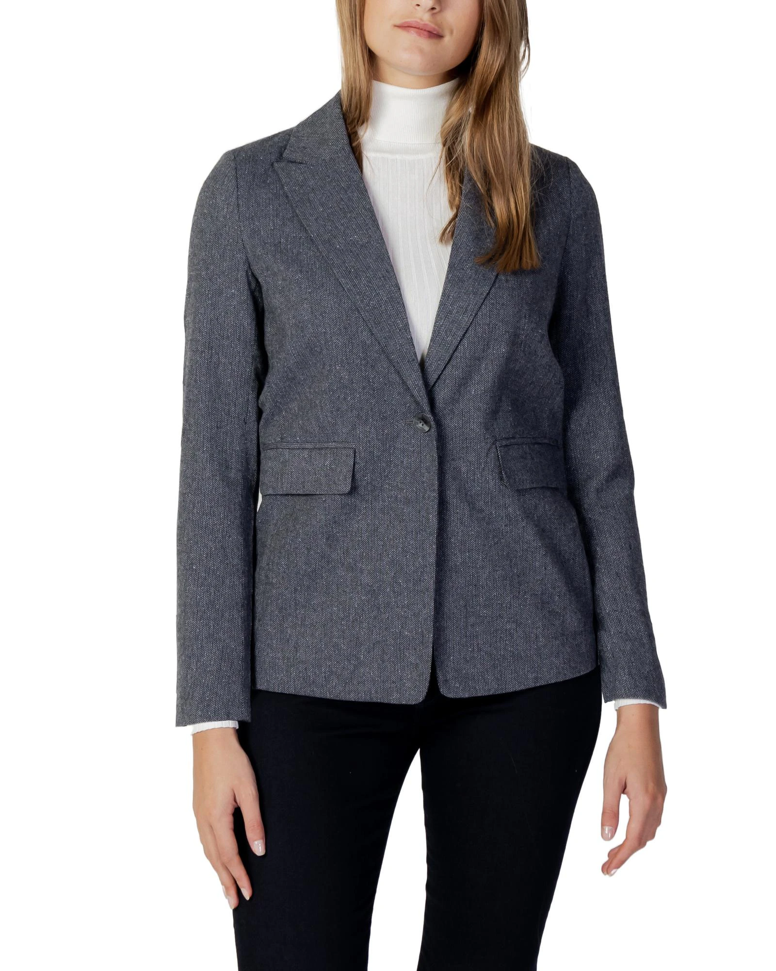 Grey Marl Button Fastening Blazer - Grey