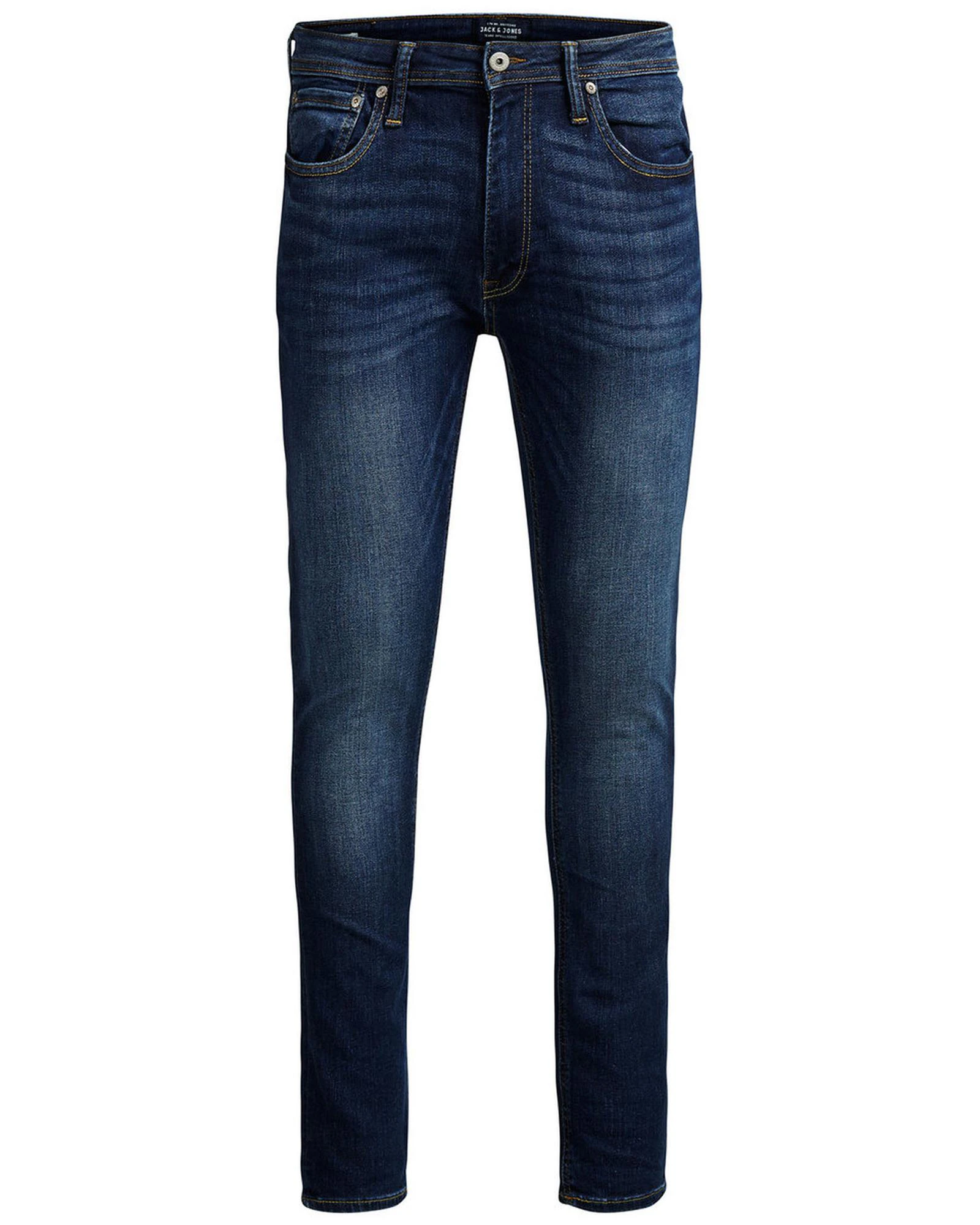 Mens Blue Plain Jeans with Worn Out Effect - Blue