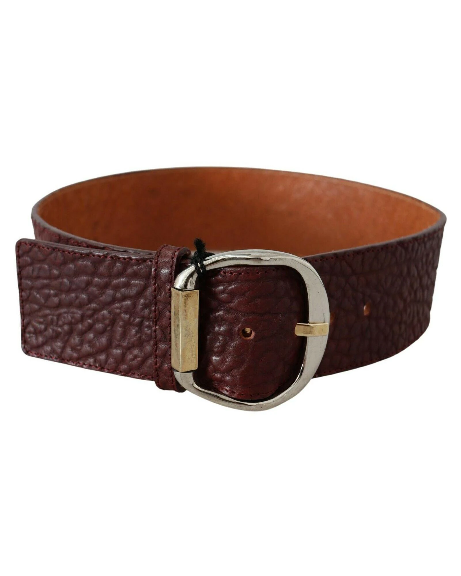 GF Ferre Bordeaux Wide Leather Waist Gold Silver Belt