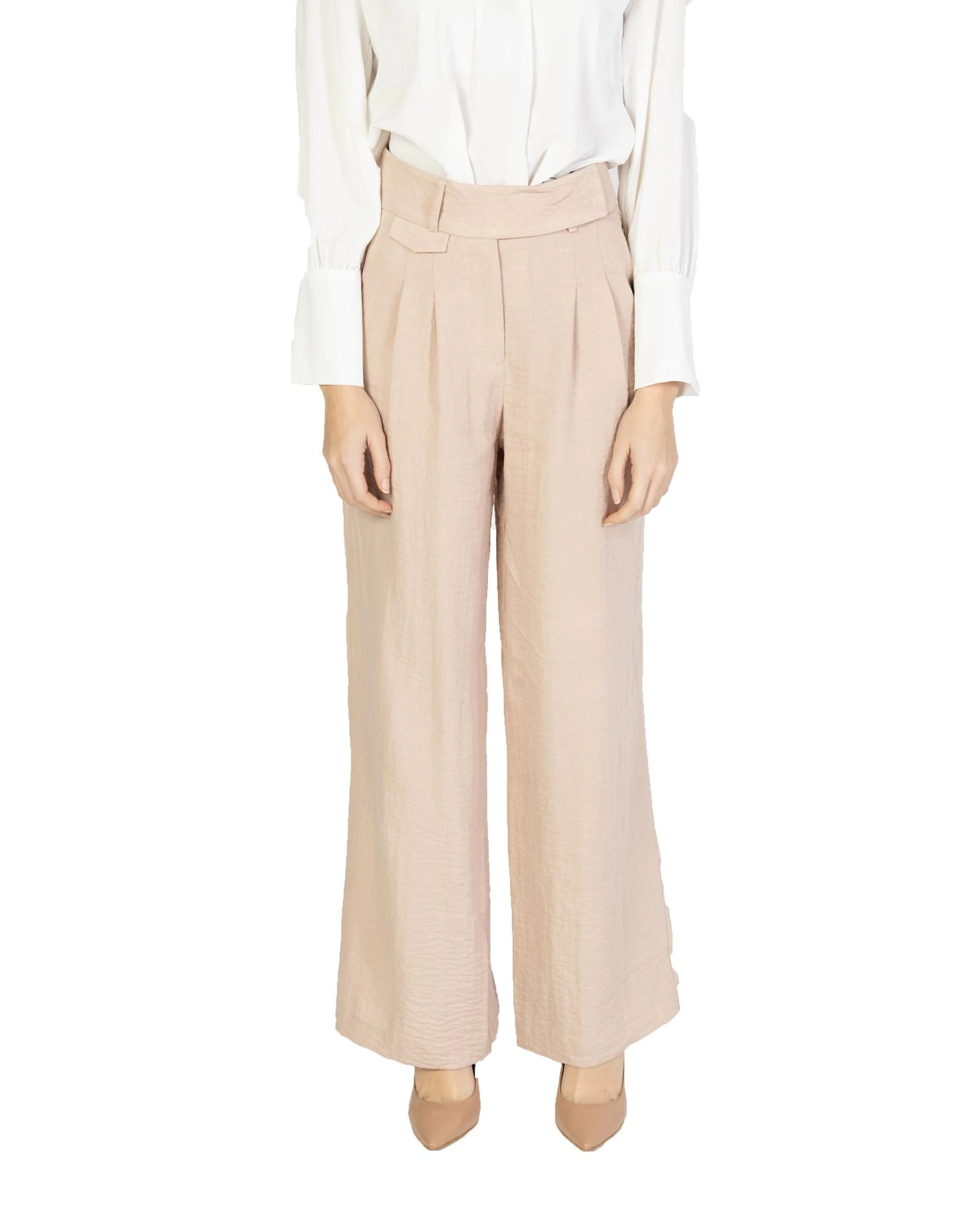 Viscose Blend  Trousers with Back Pockets - Pink