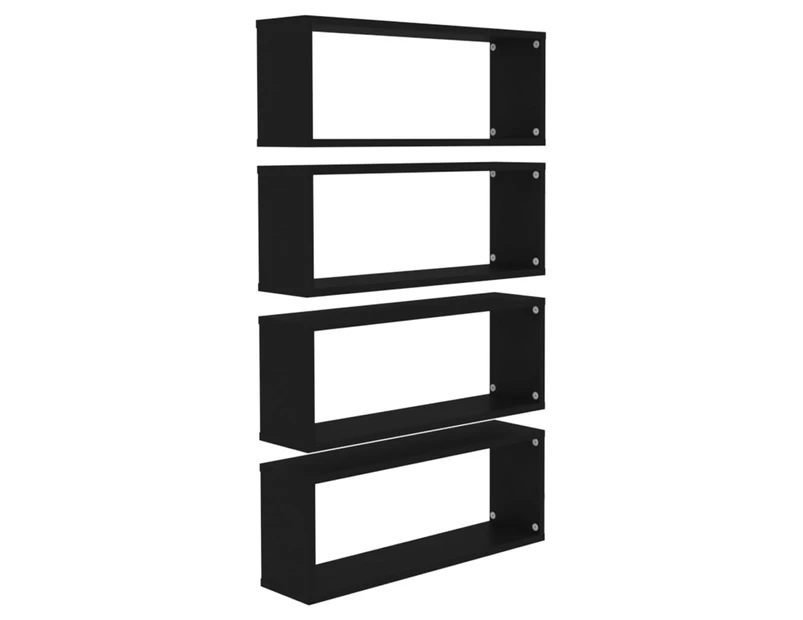 vidaXL Wall Cube Shelves 4 pcs Black 60x15x23 cm Engineered Wood