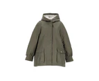 Designer - Pre-loved Fleece-Lined Hooded Jacket in Khaki Green Polyester by Maje - Green | Khaki