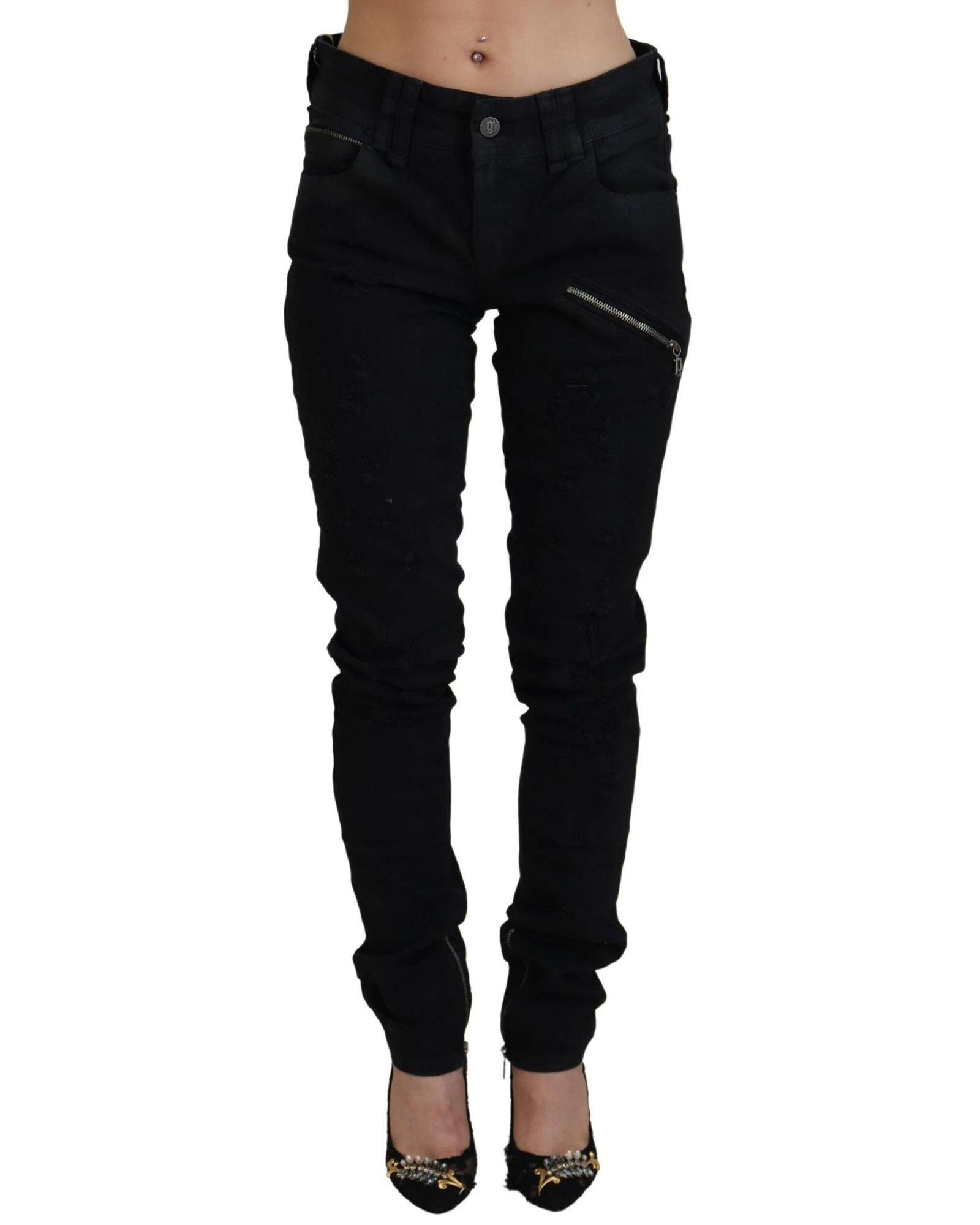 Brand New GALLIANO Mid Waist Flared Denim Jeans - Black