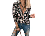 Azura Exchange Black Leopard Print Button Up Long Sleeve Shirt - Black