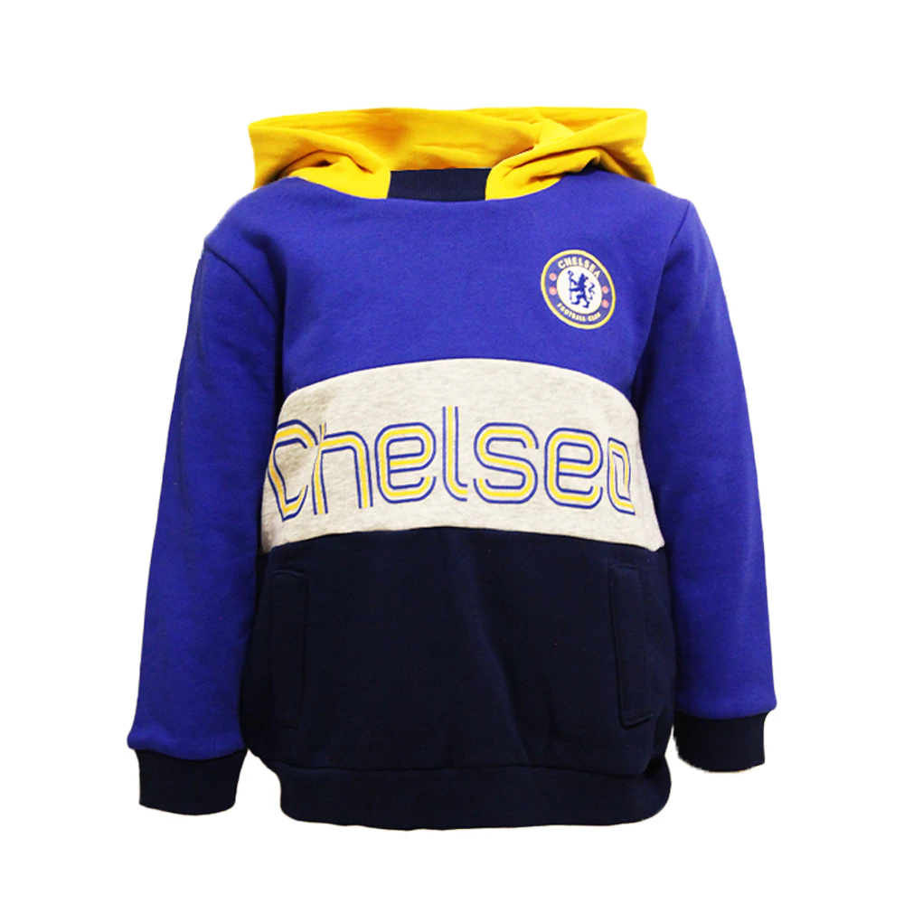 Chelsea FC Childrens/Kids Colour Block Hoodie (Blue/Grey/Yellow) - TA7366