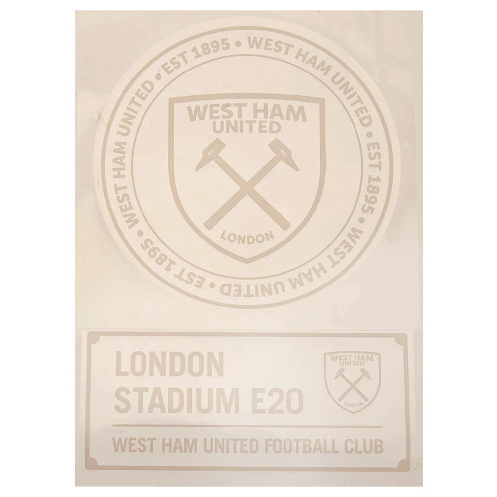 West Ham United FC Car Decal (Pack of 2) (White) - TA11443