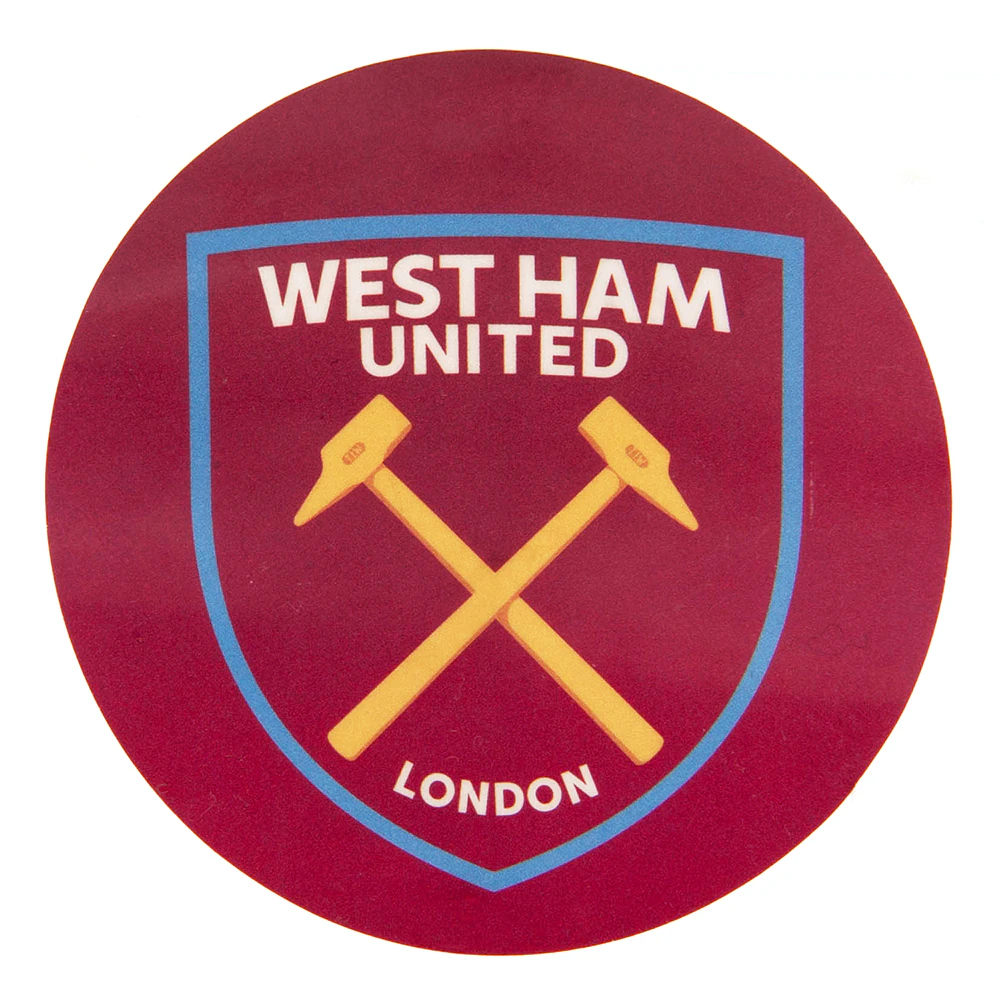 West Ham United FC Crest Car Sticker (Claret Red/Sky Blue) - TA11442