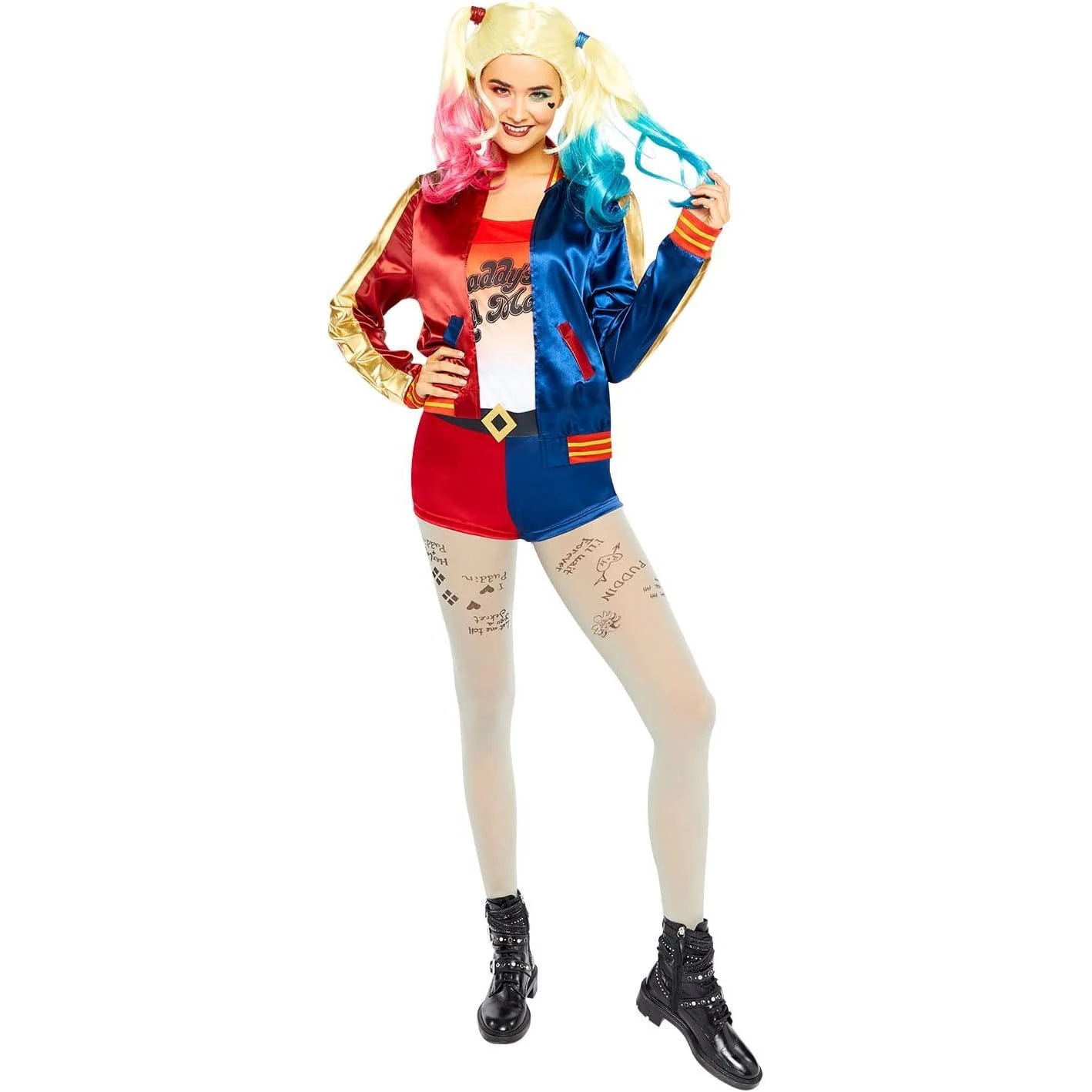 Harley Quinn Girls Daddy´s Lil Monster Costume Set (Blue/Red) - SG33095