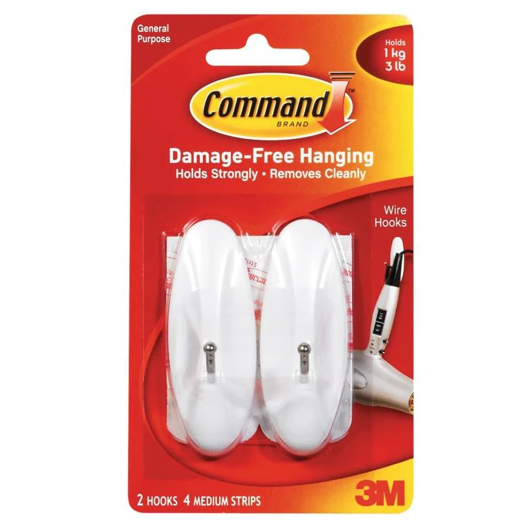 Command Medium Wire Hooks (Pack of 2) (White) - ST1503