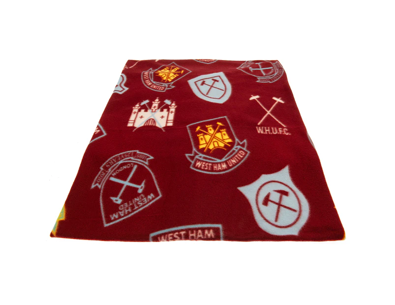 West Ham United FC Fleece Blanket (Maroon/Blue/Yellow) - TA11146