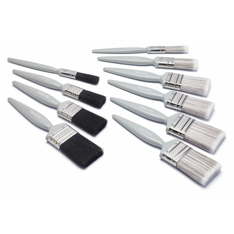 Harris Essentials Wall Ceiling and Gloss Paint Brush Set (Pack of 10) (White/Black) - ST4430