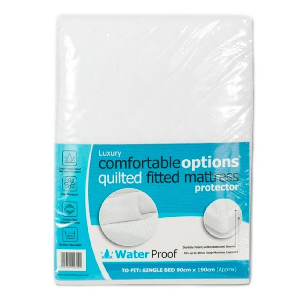 Comfortable Options Single Bed Waterproof Mattress Protector (White) - ST4406